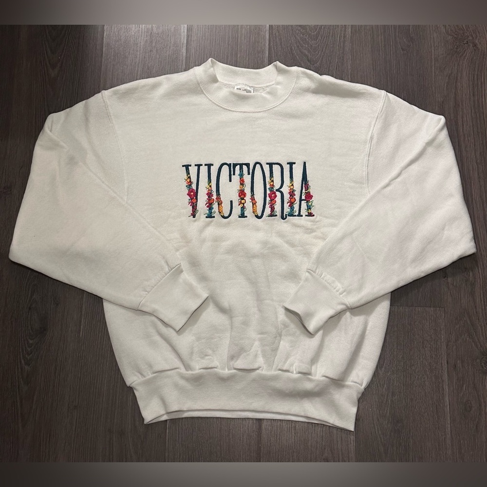Vintage Victoria Embroidered Crewneck Sweater